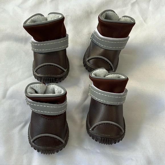 FREE WITH PURCHASE! Brown PU Leather Dog Boots - Picture 1 of 5